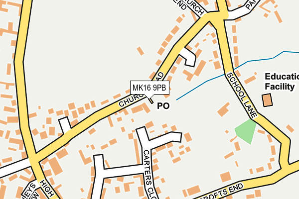 MK16 9PB map - OS OpenMap – Local (Ordnance Survey)