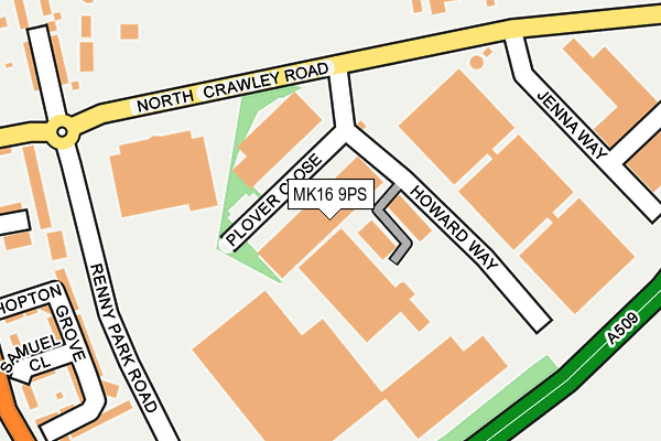 MK16 9PS map - OS OpenMap – Local (Ordnance Survey)