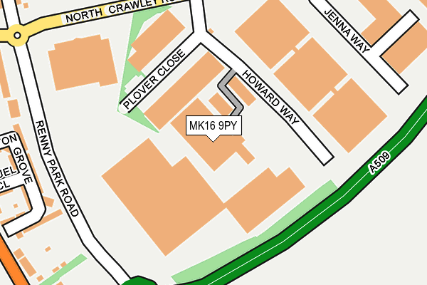 MK16 9PY map - OS OpenMap – Local (Ordnance Survey) MK16 9PY map - OS OpenMap – Local (Ordnance Survey)