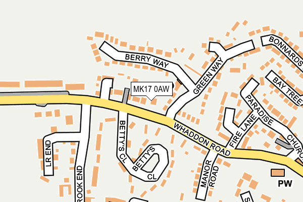 MK17 0AW map - OS OpenMap – Local (Ordnance Survey) MK17 0AW map - OS OpenMap – Local (Ordnance Survey)