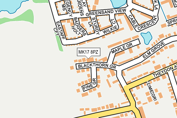 MK17 8PZ map - OS OpenMap – Local (Ordnance Survey)