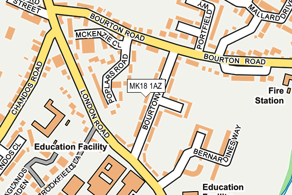 MK18 1AZ map - OS OpenMap – Local (Ordnance Survey) MK18 1AZ map - OS OpenMap – Local (Ordnance Survey)