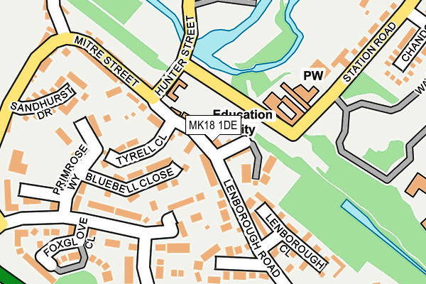 MK18 1DE map - OS OpenMap – Local (Ordnance Survey) MK18 1DE map - OS OpenMap – Local (Ordnance Survey)