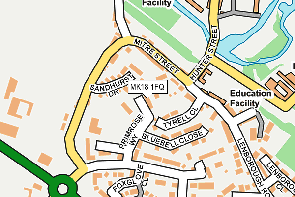 MK18 1FQ map - OS OpenMap – Local (Ordnance Survey) MK18 1FQ map - OS OpenMap – Local (Ordnance Survey)