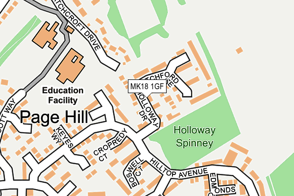 MK18 1GF map - OS OpenMap – Local (Ordnance Survey) MK18 1GF map - OS OpenMap – Local (Ordnance Survey)