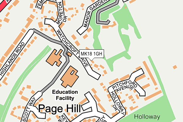 MK18 1GH map - OS OpenMap – Local (Ordnance Survey) MK18 1GH map - OS OpenMap – Local (Ordnance Survey)