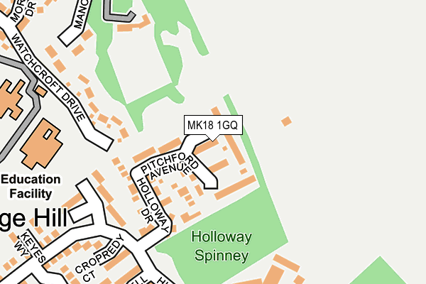 MK18 1GQ map - OS OpenMap – Local (Ordnance Survey)
