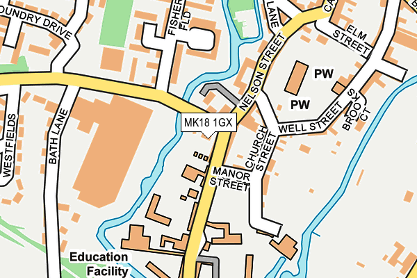 MK18 1GX map - OS OpenMap – Local (Ordnance Survey) MK18 1GX map - OS OpenMap – Local (Ordnance Survey)