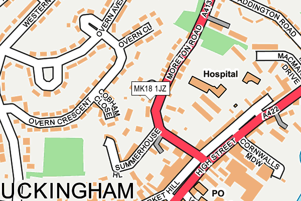 MK18 1JZ map - OS OpenMap – Local (Ordnance Survey)