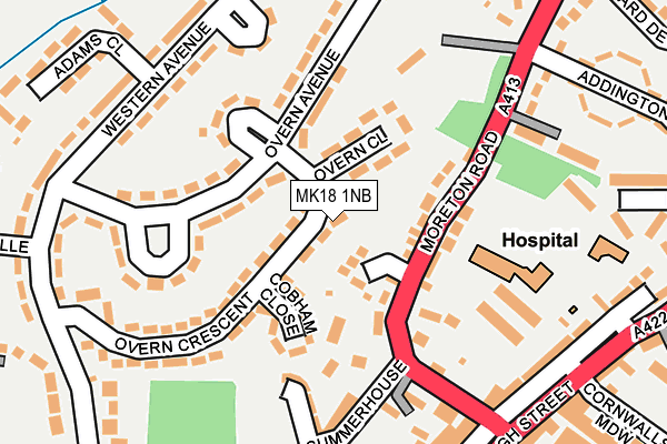 MK18 1NB map - OS OpenMap – Local (Ordnance Survey) MK18 1NB map - OS OpenMap – Local (Ordnance Survey)