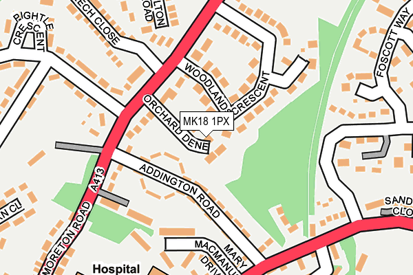 MK18 1PX map - OS OpenMap – Local (Ordnance Survey) MK18 1PX map - OS OpenMap – Local (Ordnance Survey)