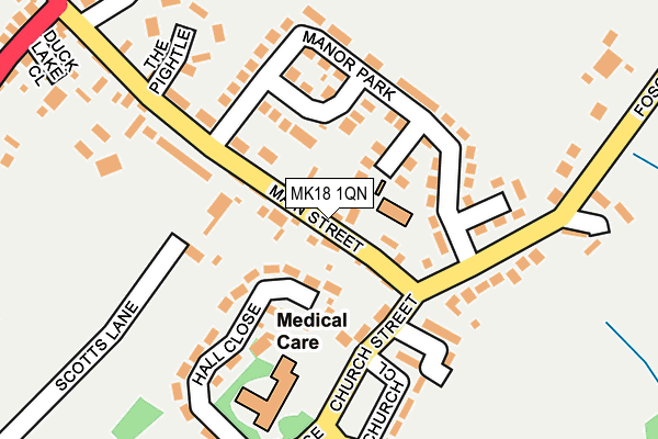 MK18 1QN map - OS OpenMap – Local (Ordnance Survey) MK18 1QN map - OS OpenMap – Local (Ordnance Survey)