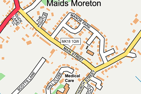 MK18 1QW map - OS OpenMap – Local (Ordnance Survey) MK18 1QW map - OS OpenMap – Local (Ordnance Survey)