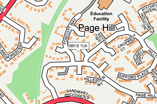 MK18 1UA map - OS OpenMap – Local (Ordnance Survey)