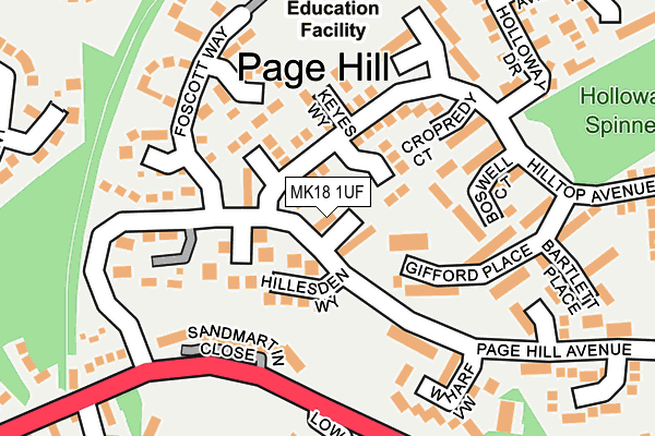 MK18 1UF map - OS OpenMap – Local (Ordnance Survey) MK18 1UF map - OS OpenMap – Local (Ordnance Survey)