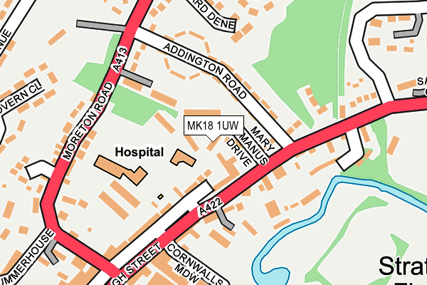 MK18 1UW map - OS OpenMap – Local (Ordnance Survey) MK18 1UW map - OS OpenMap – Local (Ordnance Survey)