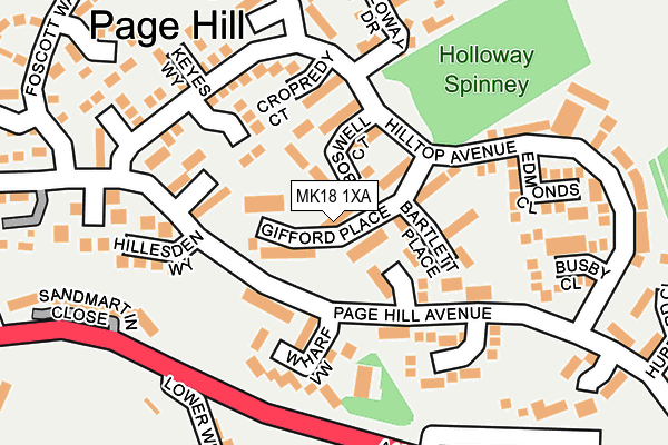 MK18 1XA map - OS OpenMap – Local (Ordnance Survey) MK18 1XA map - OS OpenMap – Local (Ordnance Survey)