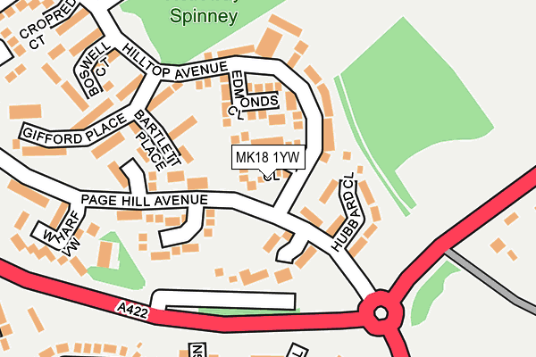 MK18 1YW map - OS OpenMap – Local (Ordnance Survey)