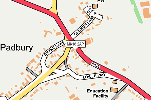 MK18 2AP map - OS OpenMap – Local (Ordnance Survey) MK18 2AP map - OS OpenMap – Local (Ordnance Survey)