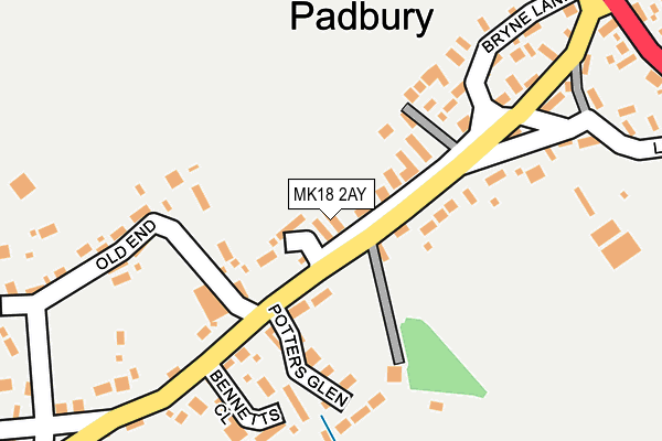 MK18 2AY map - OS OpenMap – Local (Ordnance Survey) MK18 2AY map - OS OpenMap – Local (Ordnance Survey)