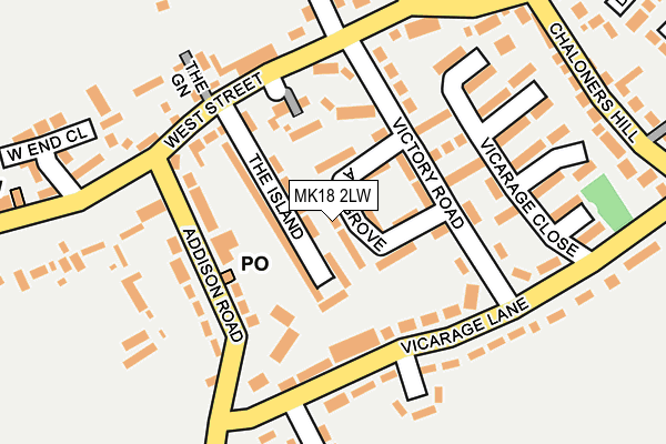MK18 2LW map - OS OpenMap – Local (Ordnance Survey) MK18 2LW map - OS OpenMap – Local (Ordnance Survey)