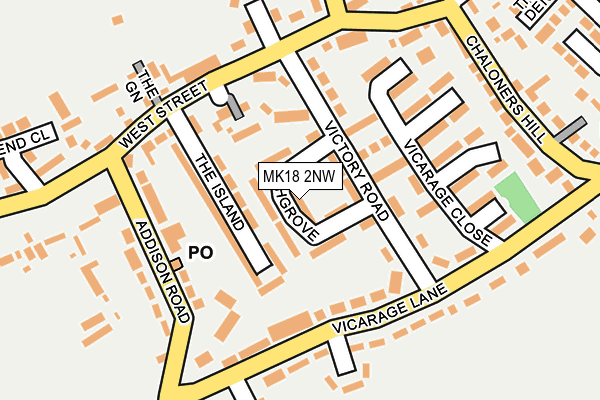 MK18 2NW map - OS OpenMap – Local (Ordnance Survey) MK18 2NW map - OS OpenMap – Local (Ordnance Survey)