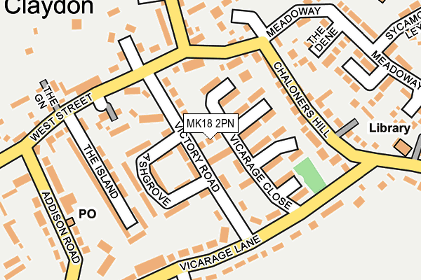 MK18 2PN map - OS OpenMap – Local (Ordnance Survey) MK18 2PN map - OS OpenMap – Local (Ordnance Survey)