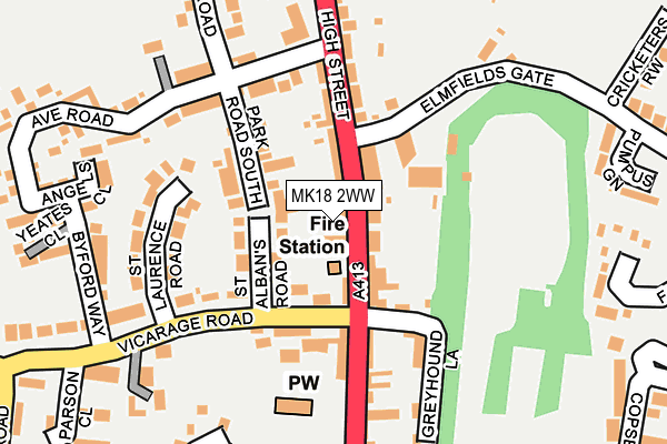 MK18 2WW map - OS OpenMap – Local (Ordnance Survey) MK18 2WW map - OS OpenMap – Local (Ordnance Survey)