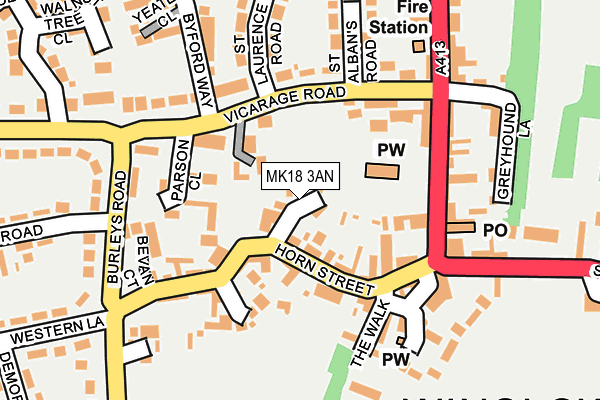 MK18 3AN map - OS OpenMap – Local (Ordnance Survey)