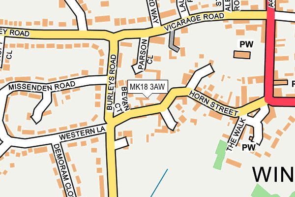 MK18 3AW map - OS OpenMap – Local (Ordnance Survey) MK18 3AW map - OS OpenMap – Local (Ordnance Survey)