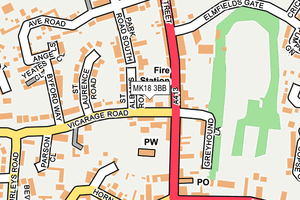 MK18 3BB map - OS OpenMap – Local (Ordnance Survey) MK18 3BB map - OS OpenMap – Local (Ordnance Survey)