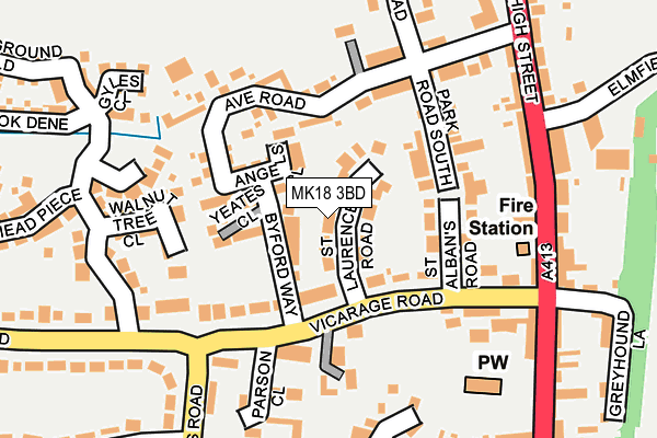 MK18 3BD map - OS OpenMap – Local (Ordnance Survey) MK18 3BD map - OS OpenMap – Local (Ordnance Survey)