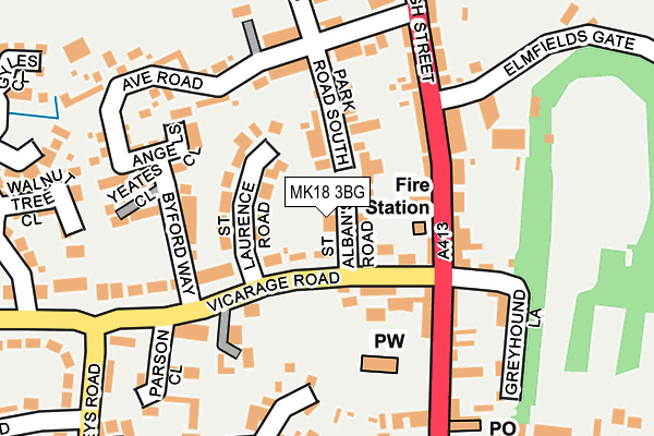 MK18 3BG map - OS OpenMap – Local (Ordnance Survey) MK18 3BG map - OS OpenMap – Local (Ordnance Survey)