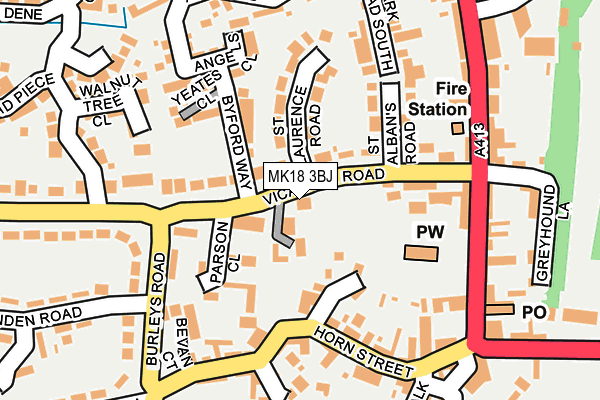 MK18 3BJ map - OS OpenMap – Local (Ordnance Survey) MK18 3BJ map - OS OpenMap – Local (Ordnance Survey)