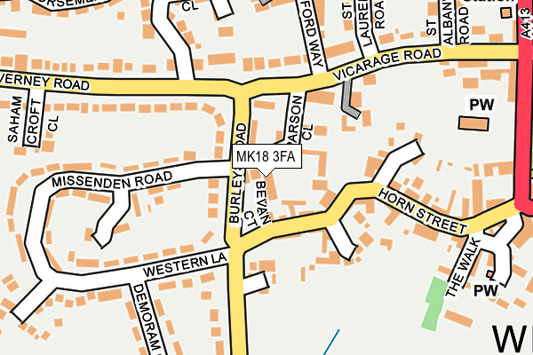 MK18 3FA map - OS OpenMap – Local (Ordnance Survey)