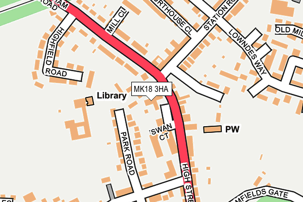 MK18 3HA map - OS OpenMap – Local (Ordnance Survey) MK18 3HA map - OS OpenMap – Local (Ordnance Survey)