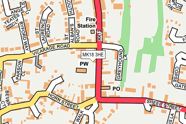 MK18 3HE map - OS OpenMap – Local (Ordnance Survey) MK18 3HE map - OS OpenMap – Local (Ordnance Survey)