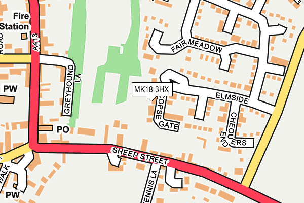 MK18 3HX map - OS OpenMap – Local (Ordnance Survey)