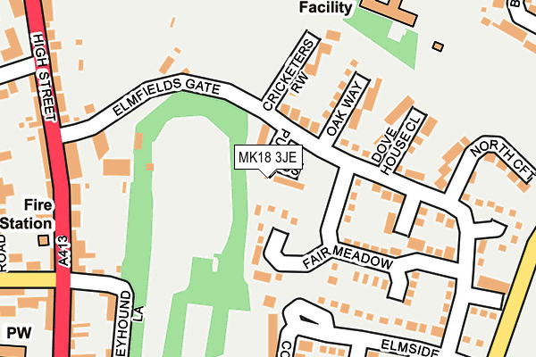 MK18 3JE map - OS OpenMap – Local (Ordnance Survey) MK18 3JE map - OS OpenMap – Local (Ordnance Survey)