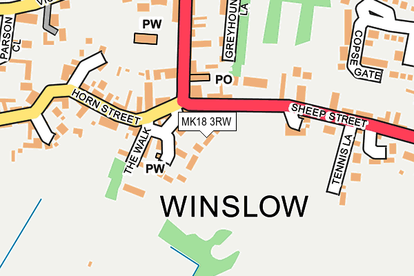 MK18 3RW map - OS OpenMap – Local (Ordnance Survey)