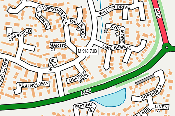 MK18 7JB map - OS OpenMap – Local (Ordnance Survey) MK18 7JB map - OS OpenMap – Local (Ordnance Survey)