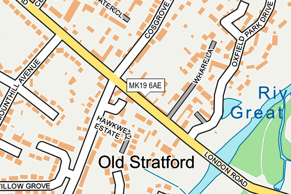 MK19 6AE map - OS OpenMap – Local (Ordnance Survey) MK19 6AE map - OS OpenMap – Local (Ordnance Survey)