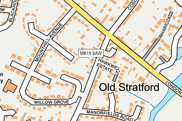 MK19 6AW map - OS OpenMap – Local (Ordnance Survey) MK19 6AW map - OS OpenMap – Local (Ordnance Survey)