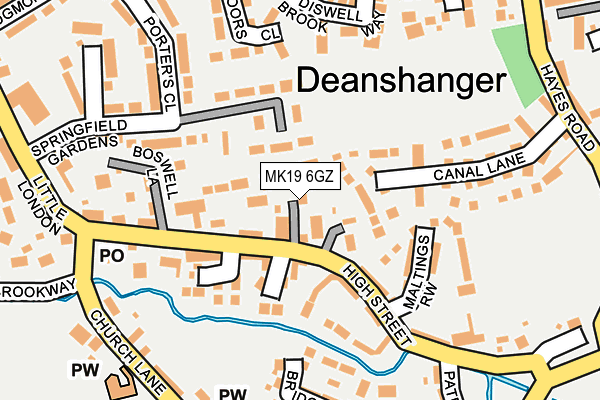 MK19 6GZ map - OS OpenMap – Local (Ordnance Survey)