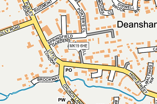 MK19 6HE map - OS OpenMap – Local (Ordnance Survey) MK19 6HE map - OS OpenMap – Local (Ordnance Survey)