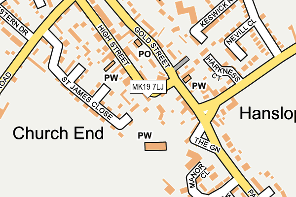 MK19 7LJ map - OS OpenMap – Local (Ordnance Survey) MK19 7LJ map - OS OpenMap – Local (Ordnance Survey)