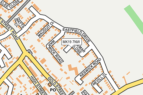 MK19 7NW map - OS OpenMap – Local (Ordnance Survey) MK19 7NW map - OS OpenMap – Local (Ordnance Survey)