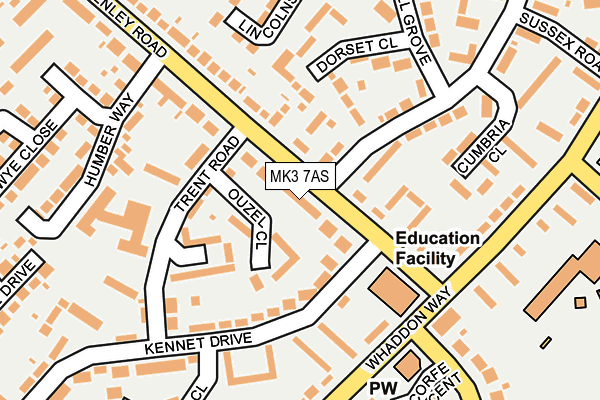 MK3 7AS map - OS OpenMap – Local (Ordnance Survey)