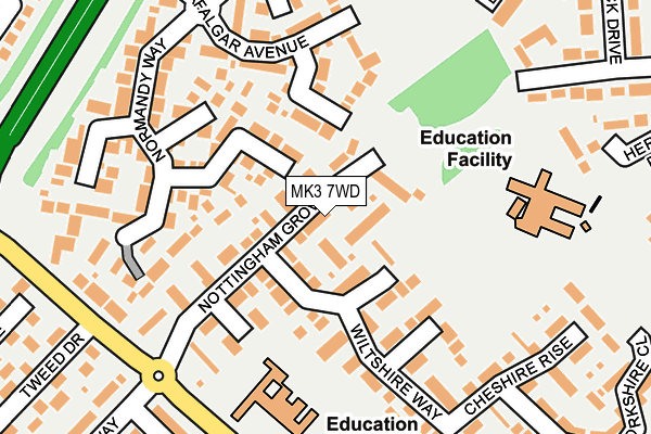 MK3 7WD map - OS OpenMap – Local (Ordnance Survey) MK3 7WD map - OS OpenMap – Local (Ordnance Survey)