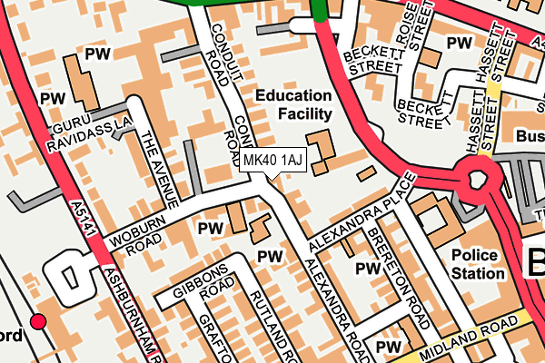 MK40 1AJ map - OS OpenMap – Local (Ordnance Survey) MK40 1AJ map - OS OpenMap – Local (Ordnance Survey)